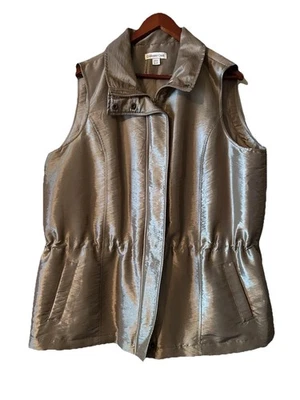 Chaleco con Cremallera para Mujer Talla XL Bronceado Brillante Trabajo Oficina Inteligente Informal Viajero Foto 1 de 4