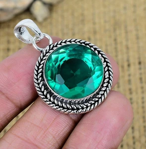 Indicolite Tourmaline Gemstone 925 Sterling Silver Handmade Pendant Jewelry - Picture 1 of 4