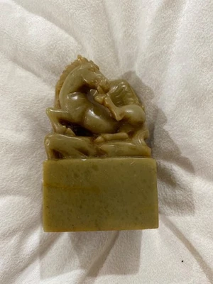 Sello de talla de caballo de piedra Shoushan chino vintage Foto 1 de 4