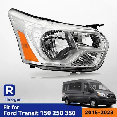 Halogen Chrome Headlight For 2015-2023 Ford Transit 150 250 350 Right Passenger Foto 1 de 4