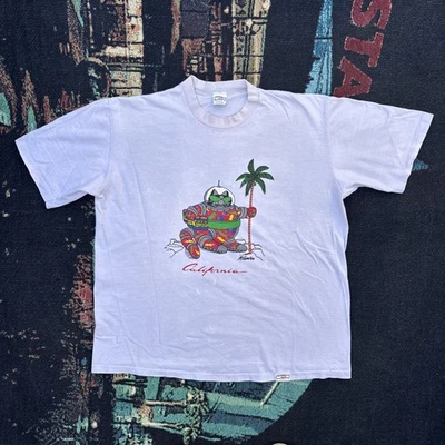 Vintage 80s CRAZY SHIRT Hawaii B. Kliban Space Cat California T-Shirt XL Beer - Image 1 of 4