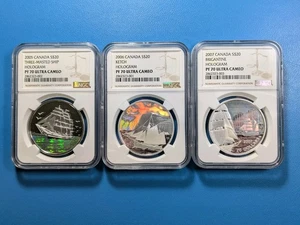 2005-7 PR70 Canada Hologram Tall Ships 3 Coin Set - Picture 1 of 7