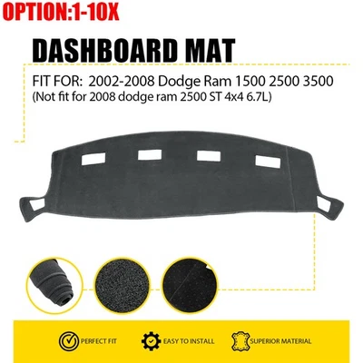 Cubierta de salpicadero alfombrilla antirreflejo para Dodge Ram 1500 2500 3500 2002-2008 Foto 1 de 4