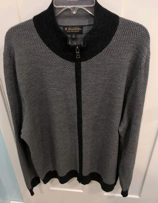 Brooks Brothers Sweater Mens XL Gray Extra Fine Merino Wool Full Zip Cardigan  - Image 1 of 4