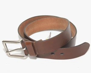 Cinturón de trabajo de cuero genuino marrón para hombre - Hebilla plateada pesada - Talla 40 - Imagen 1 de 8