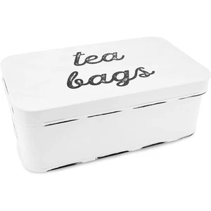 Bauernhaus Teebeutel Box (weiß), Vintage Retro Stil Emaillegeschirr Tee Vorratsdose - Bild 1 von 9