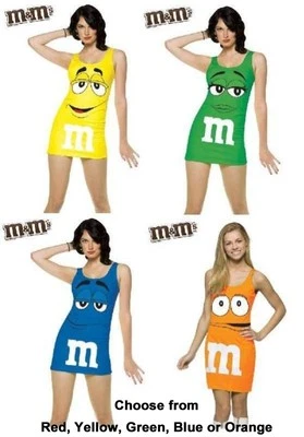 Adulto Mujer Sexy M&M Vestido sin mangas Divertido Halloween Juegos con disfraces Disfraz Vestidos de fiesta Foto 1 de 4