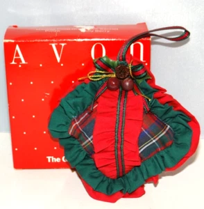 Avon Holiday Plaid Ornament Sachet Pillow Holly Berry Christmas Gift Collectible - Picture 1 of 5