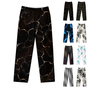 Men's Cotton Knitted Sports Pants Fashion Printed casual Sweatpants With Pockets - Picture 1 of 13