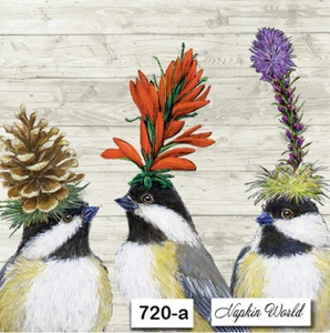 (720-a) DOS servilletas individuales de papel para almuerzo decoupage - FLOR DE PÁJAROS GARBANZOS - Imagen 1 de 1