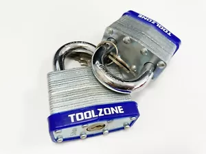 2PC Laminated Steel Padlocks 50mm Heavy Duty Riveted Body Keyed Alike Same Keys - Picture 1 of 5