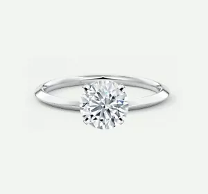 G/VS 2.6 Ct Round Lab Created Grown Diamond Solid 18K White Gold Engagement Ring - Picture 1 of 4