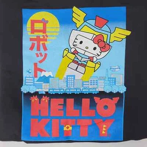 Hello Kitty Hoodie Jet Pack City Back and Sleeves Print Fleece Interior Black M - Picture 1 of 7