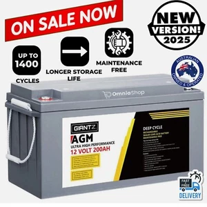 Giantz 200Ah Deep Cycle Battery 12V AGM Marine Sealed Power Portable Box Solar C - Picture 1 of 9