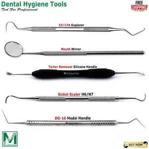 Kit Igiene Orale Dentale Professionale 5 Strumenti Pulizia Profonda Scaler Set Cura Denti - Foto 1 di 5