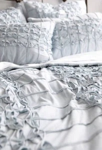 Anthropologie Sham THAYET JERSEY Pillow STANDARD Set 2 Cotton Blue Pintucks NWT - Picture 1 of 3