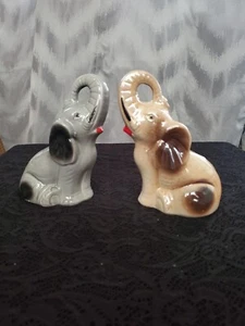 2er Set Vintage Keramik Glanzware Elefant Figur Statuen Made in Brazil - Bild 1 von 5