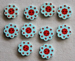 10 Flower Shaped Wooden Buttons 20mm long x 20mm wide - Picture 1 of 2