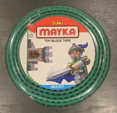 Zuru Mayka Toy Block Tape 2M/6.5 FT Dark Green 4 Row Compatible Lego Cut Stick - Image 1 of 3
