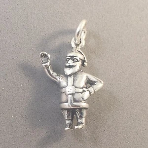 .925 Sterling Silber 3-D WEIHNACHTSMANN winkender CHARM NEU 925 Feiertag Weihnachten HL04 - Bild 1 von 3