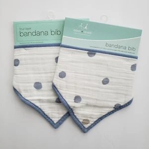 Aden + Anais Bandana Bib Blue Dots Set of 2 - Picture 1 of 3