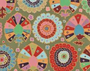 KAFFE FASSETT TURKISH DELIGHT MOSS GREEN GP81 fat quarter     original issue - Picture 1 of 2