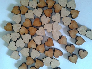 Wooden Hearts 10 x 10mm Pack of 100 Laser Cut Craft Shapes 2mm MDF Wedding Cards - Picture 1 of 2