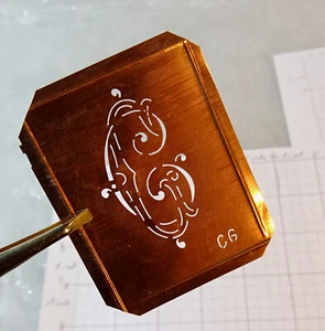 CG G C GC monogram initials letters antique stencil copper metal plate VTG gift - Picture 1 of 11