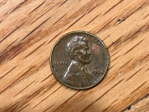 1968 ERROR LINCOLN PENNY *NO MINT MARK* and ERROR ON TOP RIM & L on Liberty Cover