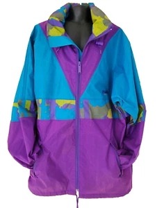 TKO WET WEAR 1980s Funky Kids Kagoul Hooded Jacket Youth L Waterproof Colours - Picture 1 of 4