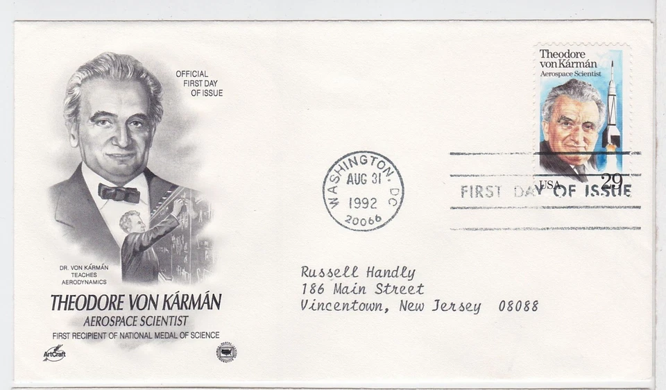 TurtlesTradingPost- Theodore von Karman -FDC 1992 #2699 Artcraft Variety Cachet - Image 1 of 1