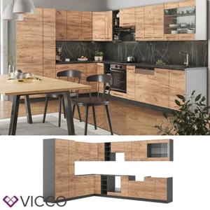 Eckküche Küchenzeile Einbauküche Fame-Line Anthrazit Eiche 257x347 cm Vicco - Bild 1 von 7