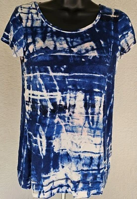 Camisa Blusa Simply Vera Wang Mujer Talla XS X Pequeña Azul Blanco Foto 1 de 4