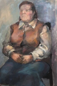 Vintage impressionist gouache painting female portrait - Picture 1 of 12