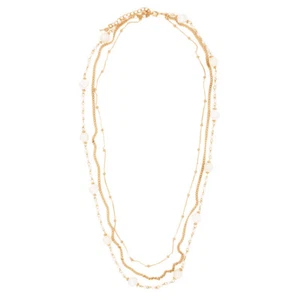 Premium Long Multi-Row Layer Simulated Pearl Beads Fashion Necklace - Picture 1 of 4