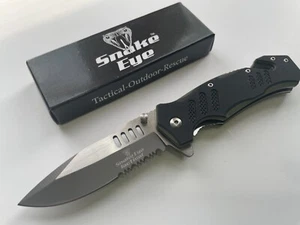 SE-1197GN 8" Snake Eyes Tactical Folding Pocket Knife Half Serrated - Picture 1 of 3
