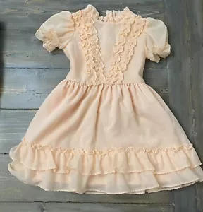Vintage Sears Disney Winnie the Pooh Disney Pfirsich Mädchen 5-6 Rüschen geschichtet - Bild 1 von 7