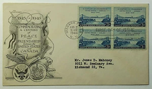 1948 FDC 100 Years of Peace & Friendship Between United States & Canada SC #961 - Picture 1 of 2