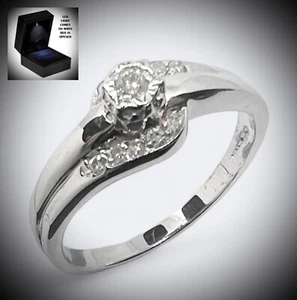 9 Karat Weißgold 11x echter Diamant Umarmungsring GTDW 0,10ct gestempelt Größe N verpackt - Bild 1 von 13