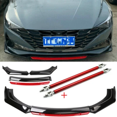 Front Bumper Lip Splitter Spoiler Strut Rod Body Kit For Hyundai Elantra 00-21 Foto 1 de 4