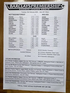 NOTTINGHAM FOREST v WOLVES Reserve League 2005 - Picture 1 of 2