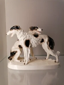 Sitzendorf Porzellan Thüringen Figur Windhunde Porzellanfigur Antik Barsoi Tiere - Picture 1 of 15
