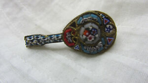 antique pin Micro Mosaics, Italien souvenir, Mandoline, Mikro Mosaik