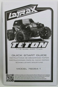 Traxxas LaTrax 1/18 Teton 4WD (Model 76054-1) Quick Start Guide / User Manual - Picture 1 of 1