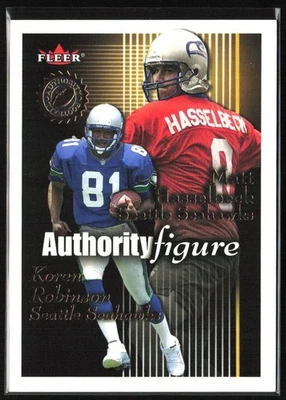 2001 Fleer Authority Figure #4 Koren Robinson/Matt Hasselbeck 1278/1750 - Image 1 of 3