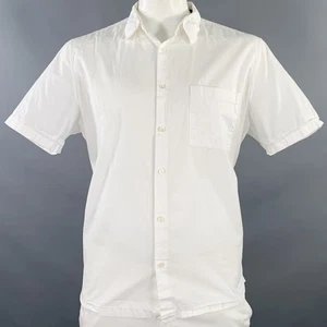 Theory Taglia XXL Irving Camicia Bianca In Cotone A Manica Corta Con Una Tasca - Foto 1 di 6