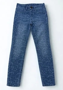 Pantalones de mezclilla ajustados elásticos con estampado de corazón para niñas bolsillos traseros talla 7-8 años - Imagen 1 de 5
