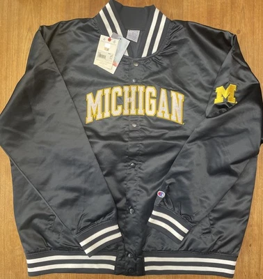 NUEVO CON ETIQUETAS Michigan Wolverines Champion Chaqueta Satinada a Presión Completa Azul 2XL XXL Foto 1 de 4