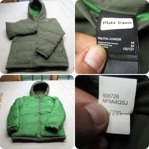 The North Face Down Jacket Youth Medium Green Hooded Reversible Full Zip Puffer - Picture 1 of 18