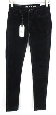 Denham Spray W26/L30 Femme Pantalon Serré Fit Noir Velours Coton I - Photo 1/4